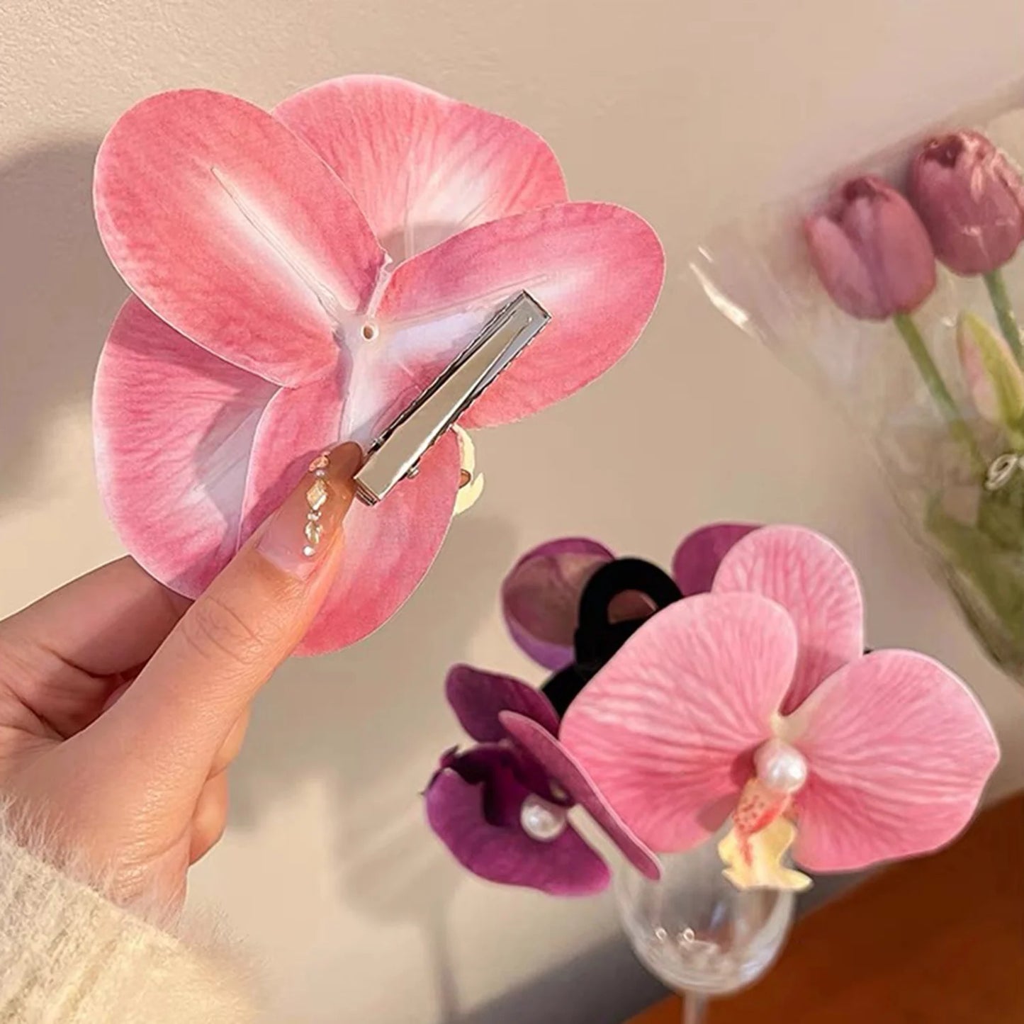 Butterfly Spring Orchid Hair Clip