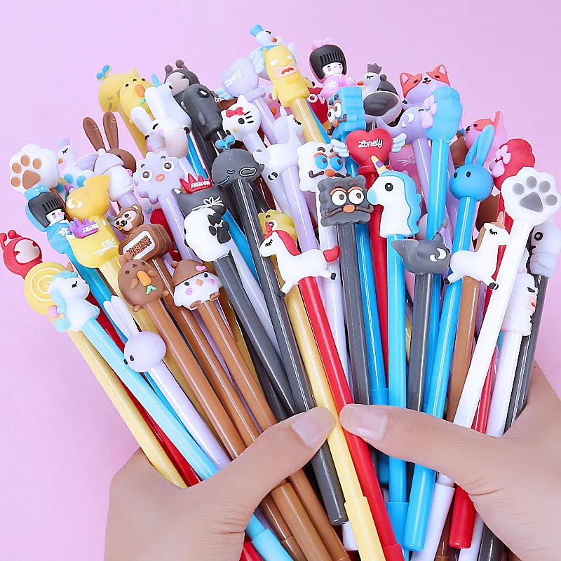 20Pcs / Set Kawaii Cartoon 3D Head Gel Pen 0.5mm Black Ink