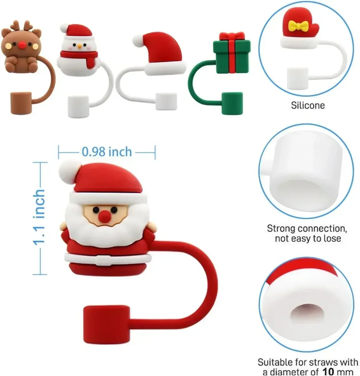 Christmas Tumbler Cup Straw Tips